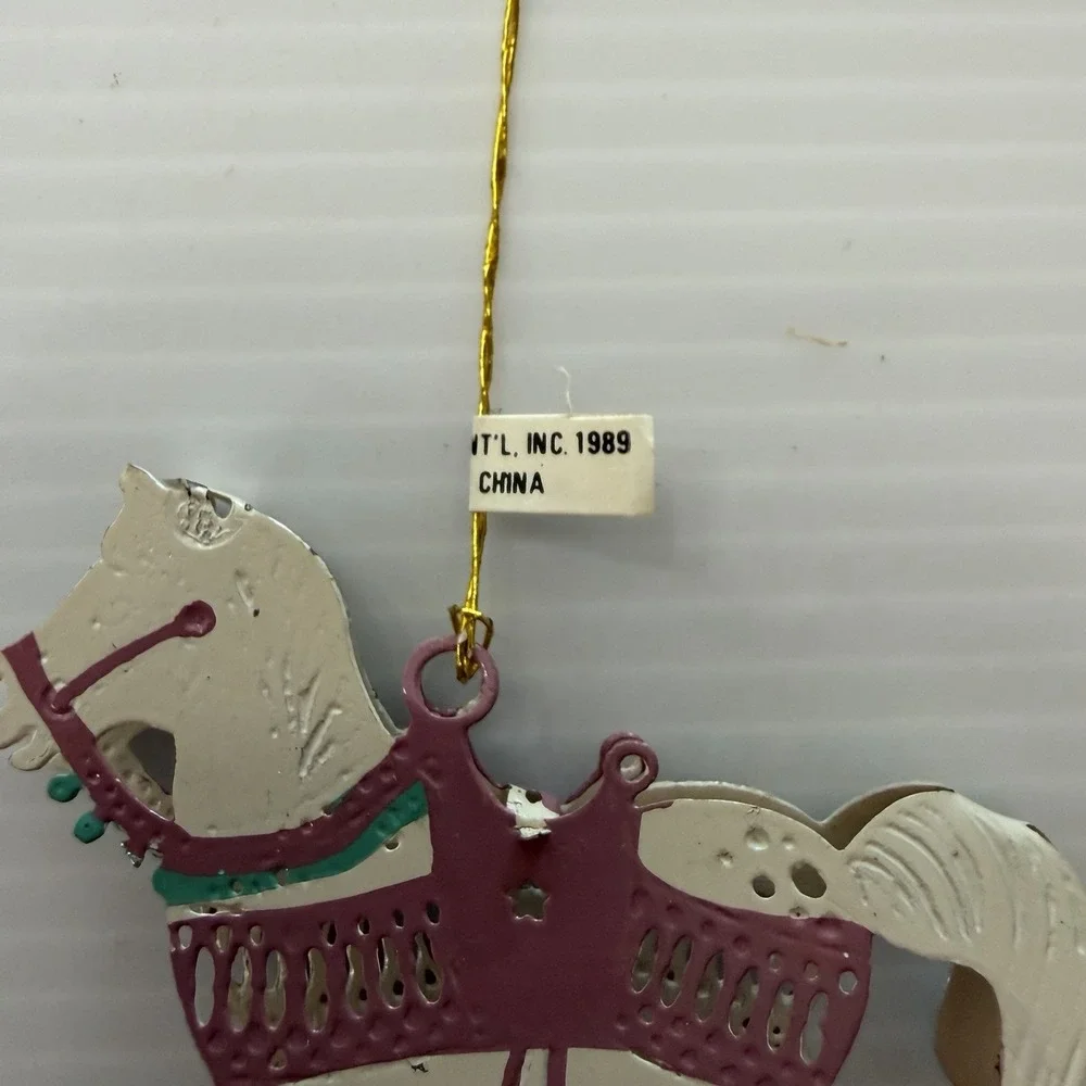 Vintage 1989 Wants International Metal Christmas Ornament Lot Train Carriage
